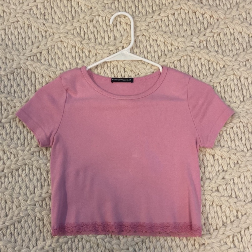 Brandy Melville Pink Lace Bottom Top